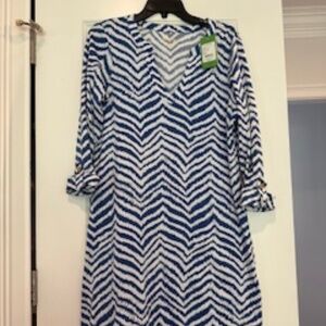 Lilly Pulitzer, "Rossmore" dress, Indigo & white stripe, Size M - NWTags